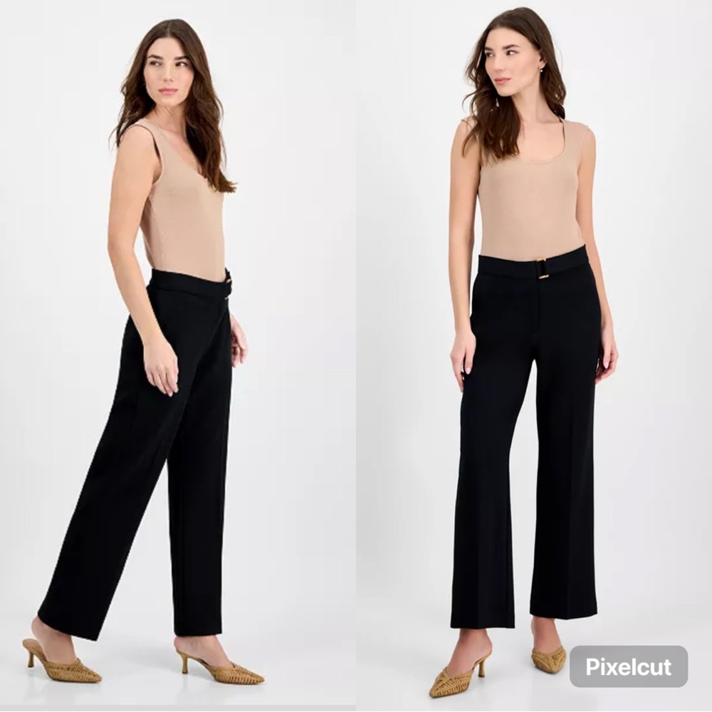 EUC T Tahari Black Twill Crepe‎ Wide-Leg Pants With Women’s Size 4